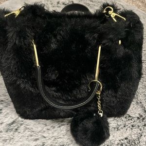Black Fur Crossbody Purse